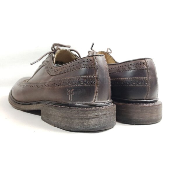 Frye Dark Brown Leather Wingtip Oxford Mens Shoes Size 10 D - Picture 4 of 9
